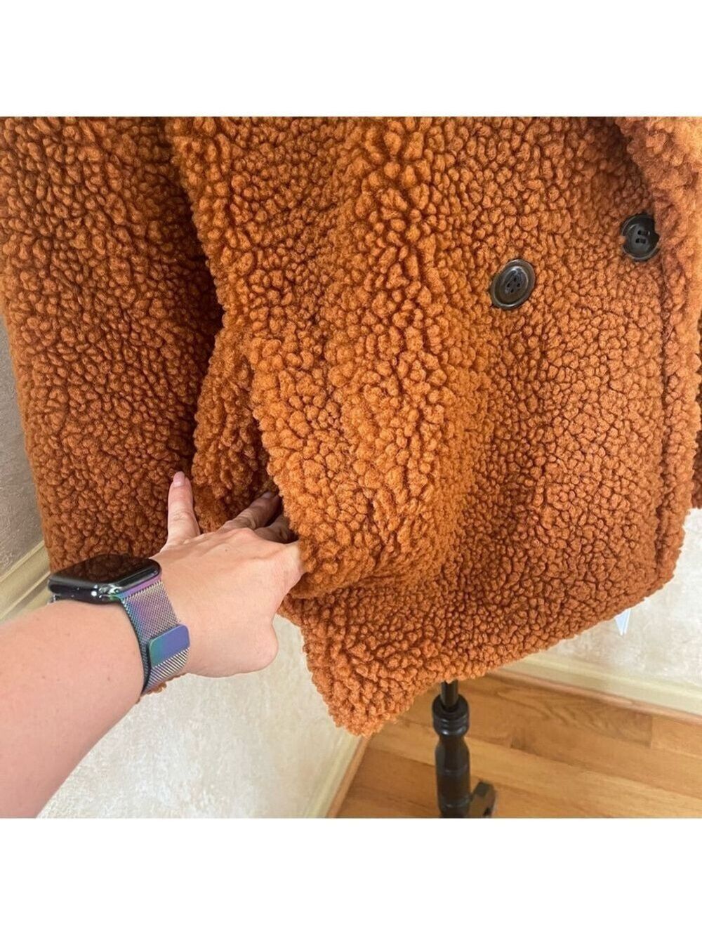 UGG Gertrude Short Teddy Coat in Chestnut Brown Sz Large Soft and cozy - Picture 13 of 13